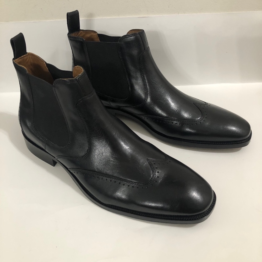 JOHNSON MURPHY Sanborn Shoes Boots Chelsie Wing Tip Genuine Leather Mens  NWT